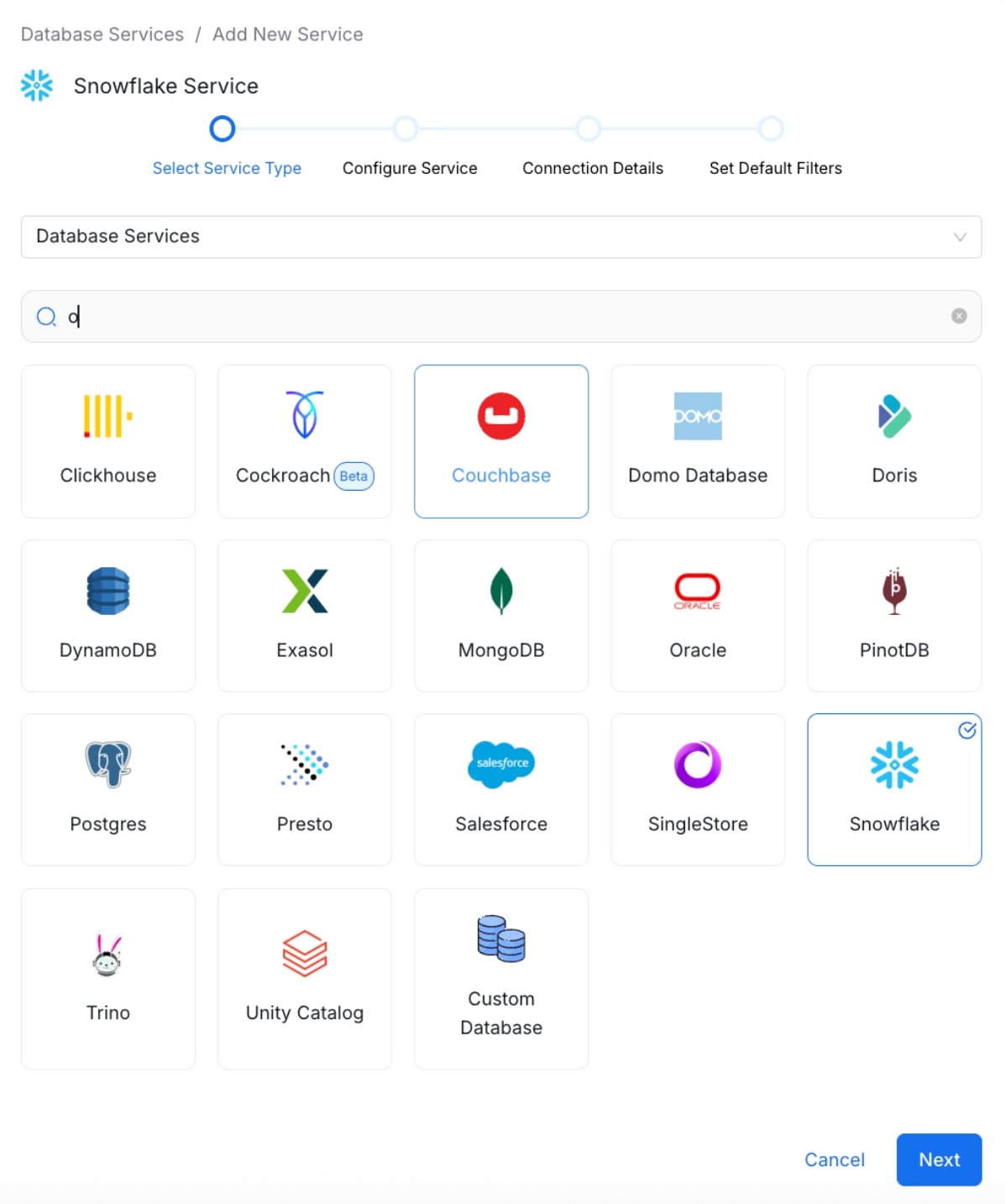 Select the Database Connector