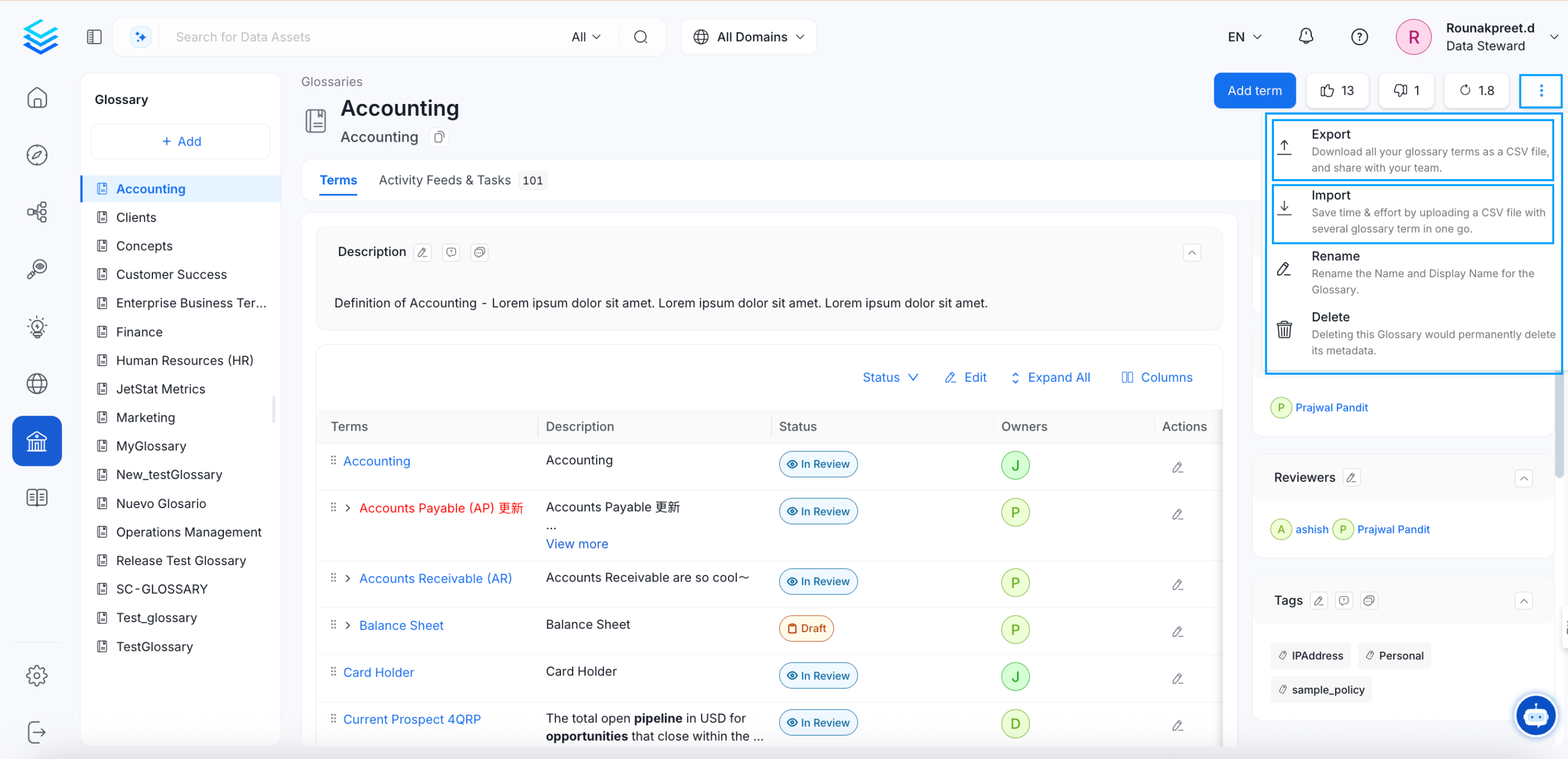 Export Glossary File
